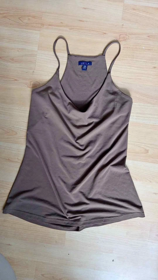 UK LA brown cowl neck cami top L/G