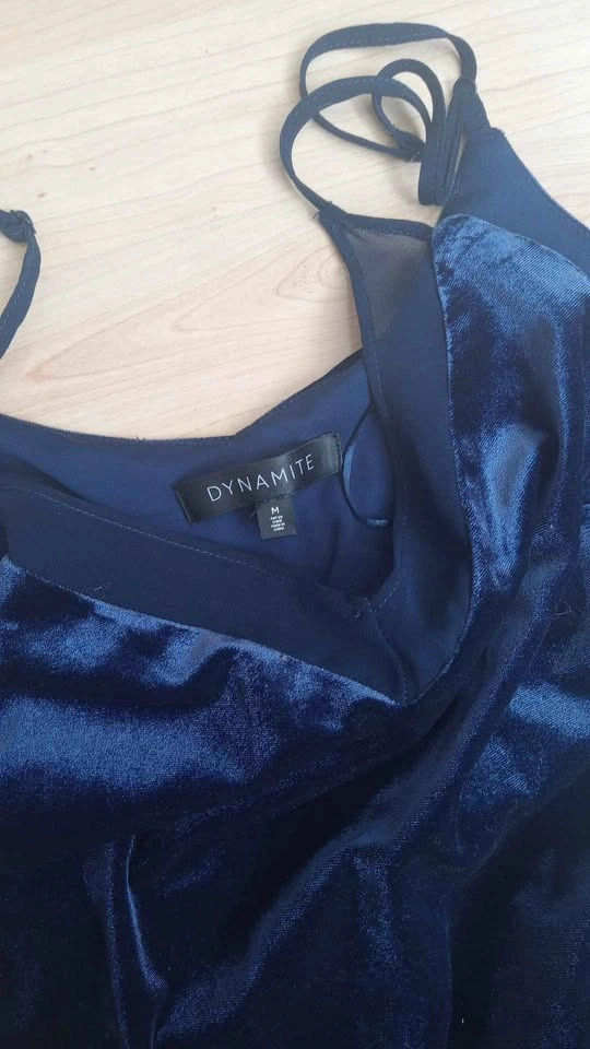 Dynamite Navy Blue Velvet Slip Dress Size M - photo 3