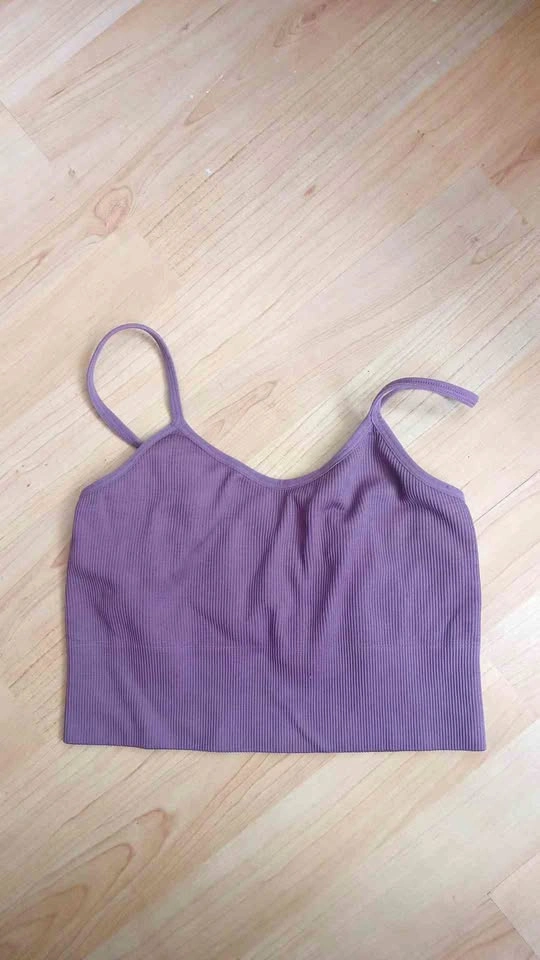 Purple ribbed crop top bralette size XS