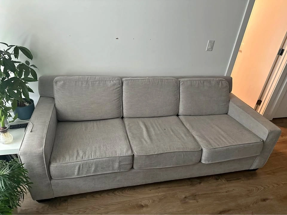 Modern 3-Seater Grey Fabric Sofa – Comfortable & Sturdy
