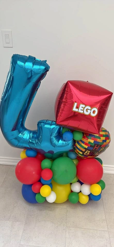 LEGO 4th Birthday Balloon Decoration