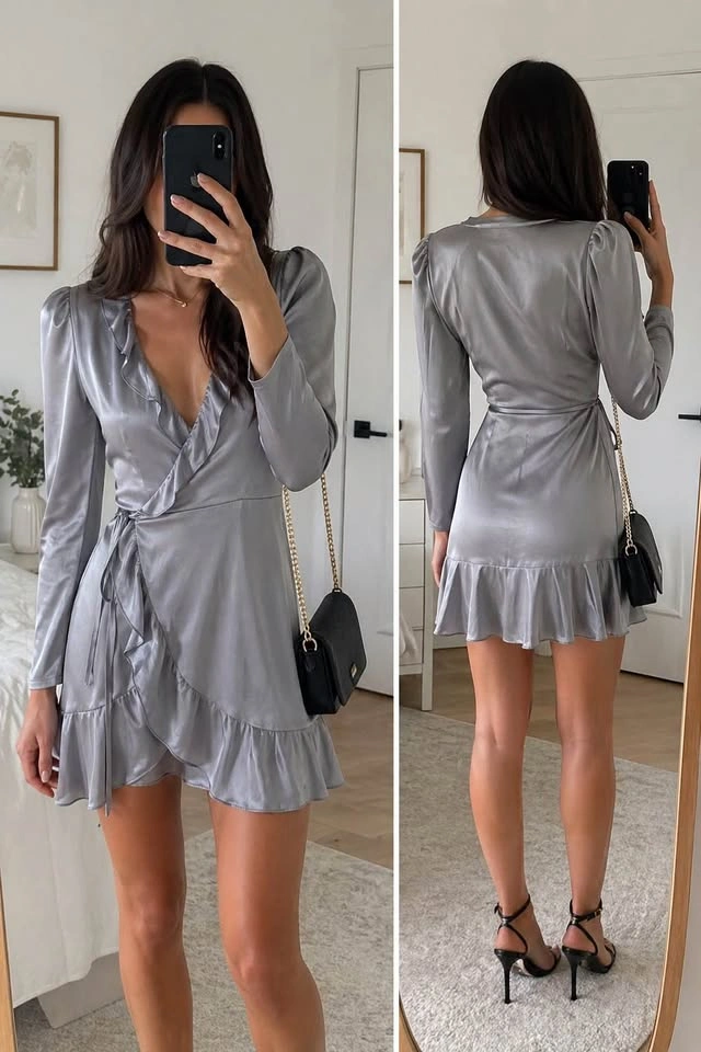Aritzia Sunday Best Wrap Dress – Satin, Size XS – Like New