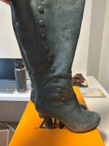 Miz Mooz “Krista” Wide‐Calf Leather Boots – Teal – Size 9 / 40 - photo 2