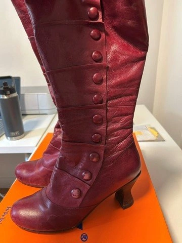 Miz Mooz “Amelia” Wide‐Calf Red Leather Boots – Size 8.5 - photo 2