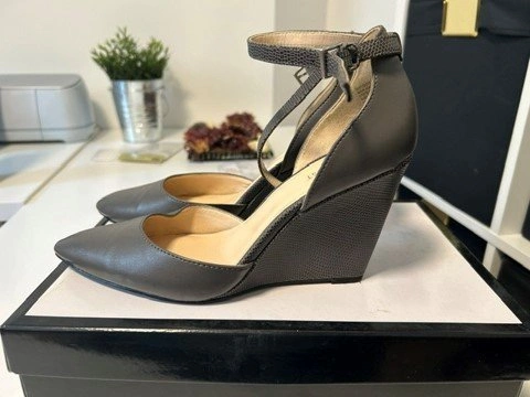 Nine West Dark Grey Wedge Heels with Ankle Strap – Size 39 - photo 2