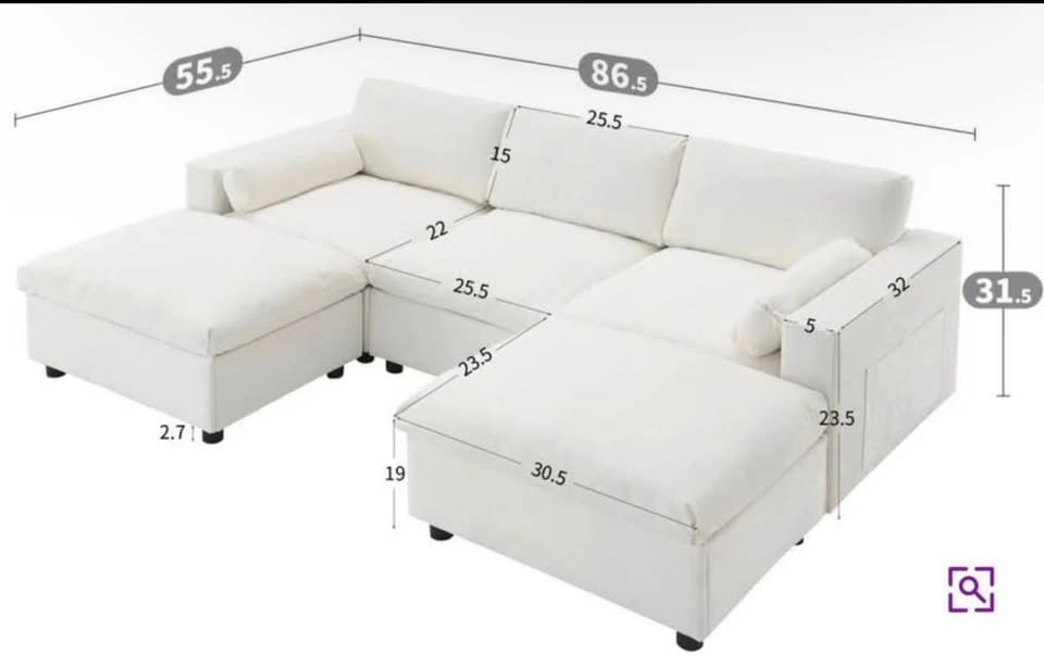 Wayfair 85.6” Chenille Modular Sectional Sofa with Storage Pocke - photo 2