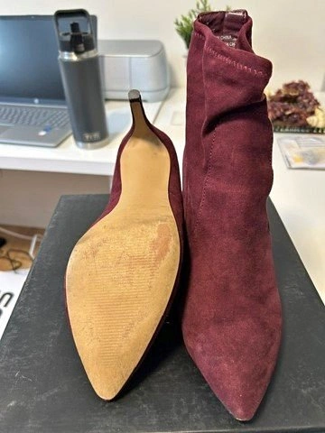 Burgundy Suede Ankle Boots – Size 9