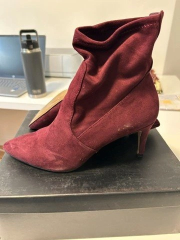 Burgundy Suede Ankle Boots – Size 9 - photo 2