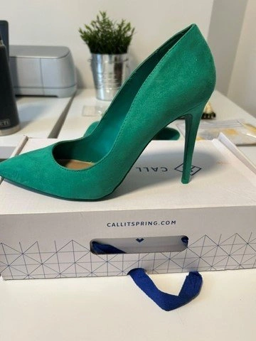 Call It Spring Suede Heels – Bright Green – Size 9 - photo 2