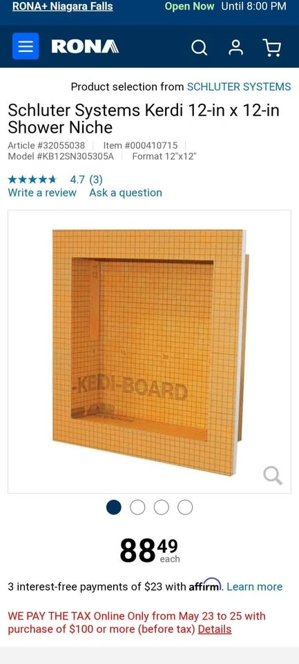 Schluter Kerdi 12 x 12 Shower Niche - photo 3