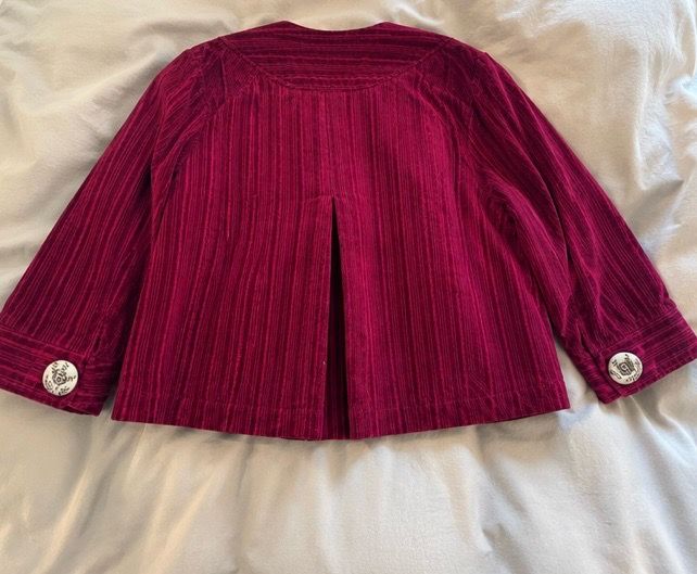 Vintage 90s Maroon Velvet Corduroy Blazer | Burgundy Jacket - photo 3