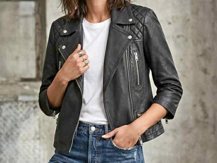 ALLSAINTS Limited Edition leather jacket (Size : Woman Small)