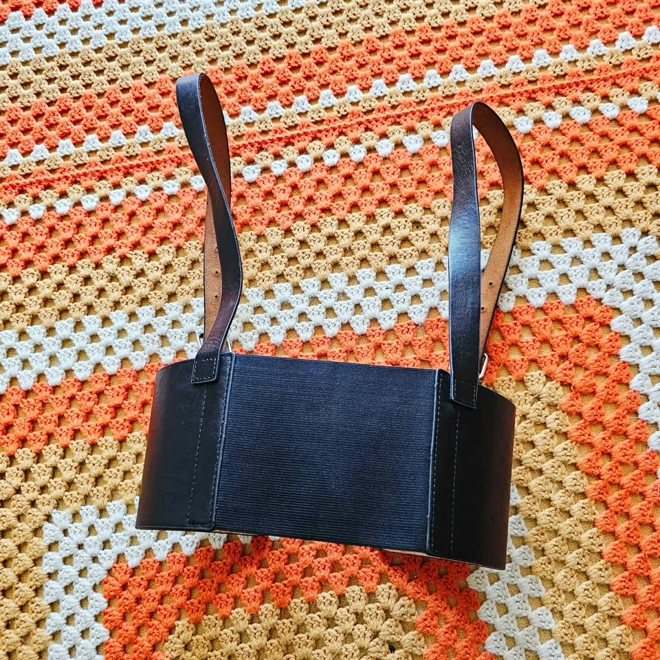 Black Waist Harness Belt Faux Leather Elastic Back Goth Alt Fash - photo 2