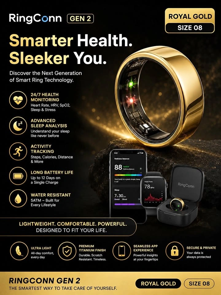 RingConn Gen 2 Royal Gold Size: 8