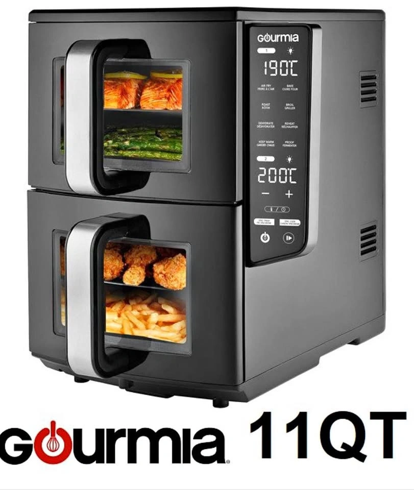 GOURMIA 11 QT Dual Basket Air Fryer - Black