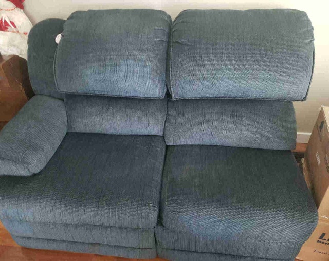 Blue Fabric Loveseat
