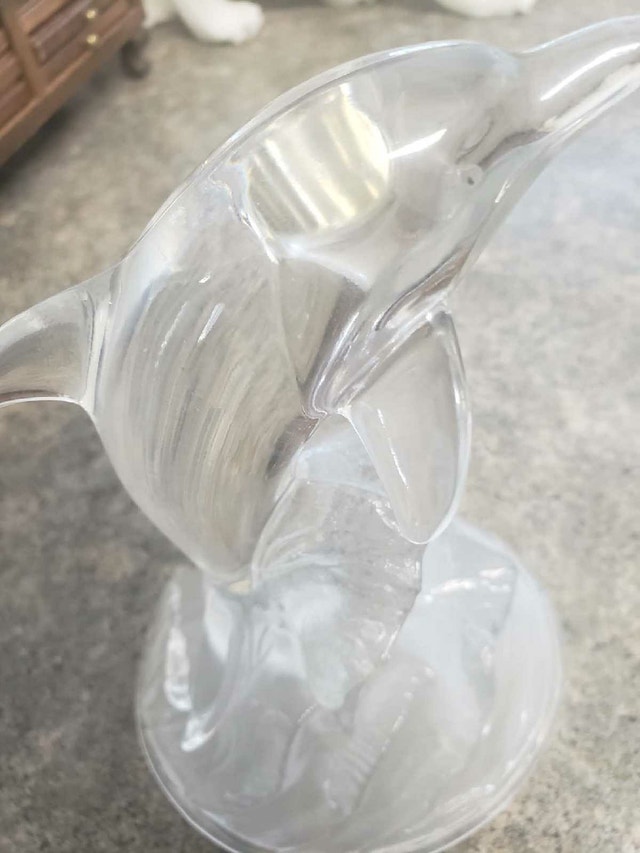 Vintage Clear Art Glass Dolphin Figurine - Nautical Decor - photo 4