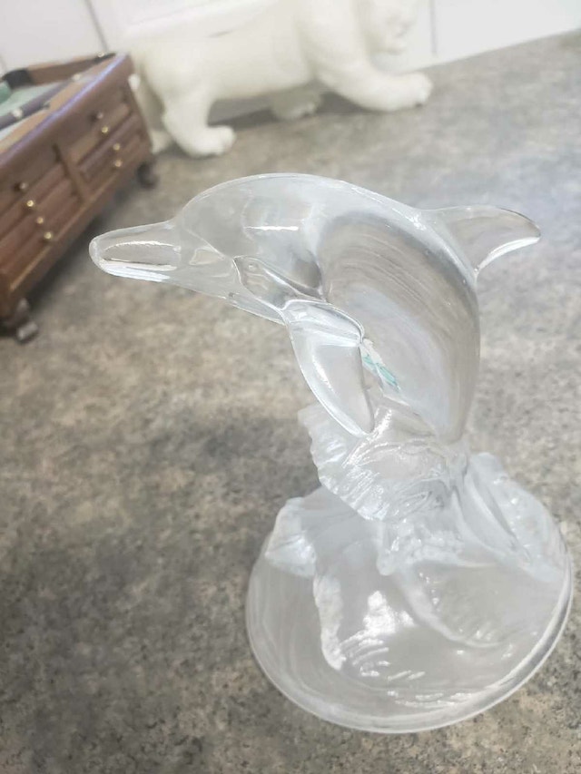 Vintage Clear Art Glass Dolphin Figurine - Nautical Decor - photo 5