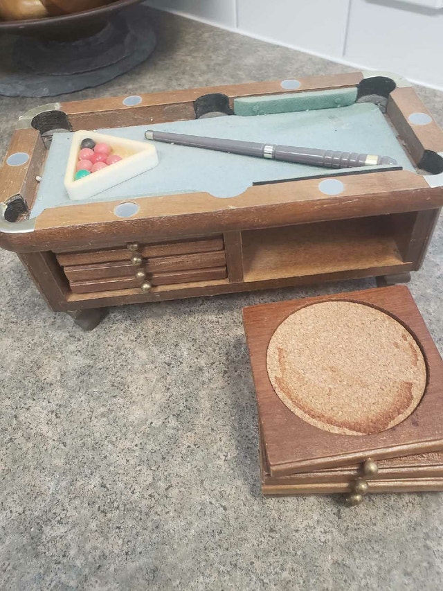 Vintage Miniature Pool Table Coaster Set - Complete 8 - photo 2
