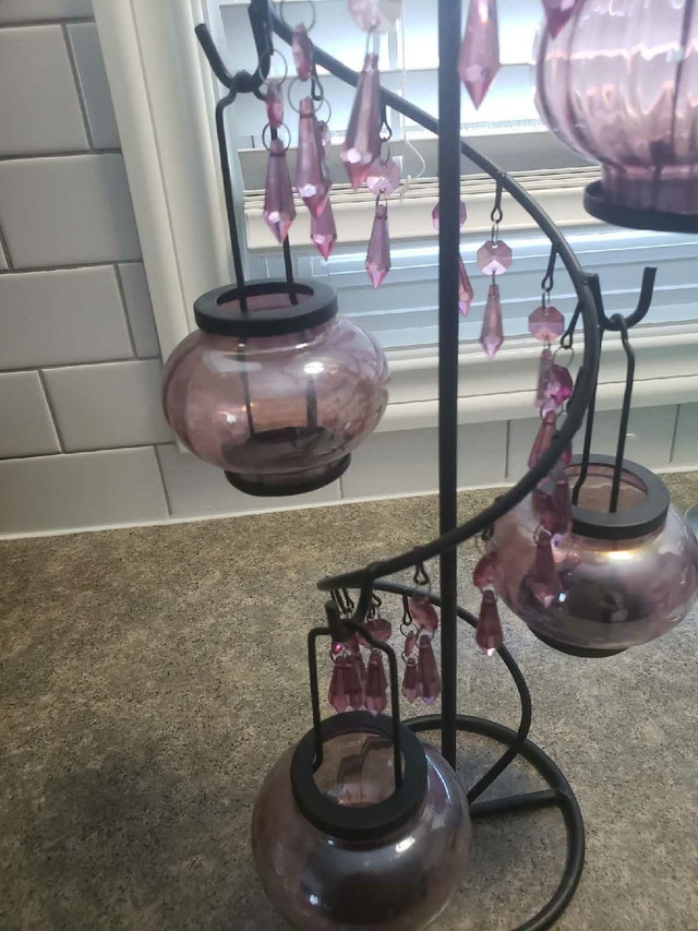Elegant Spiral Tea Light Candle Holder - Amethyst Purple - photo 4