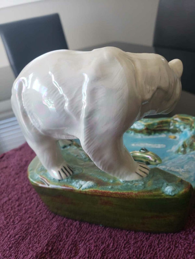 Vintage Mid-Century Modern Iridescent Polar Bear Trinket Dish - photo 3