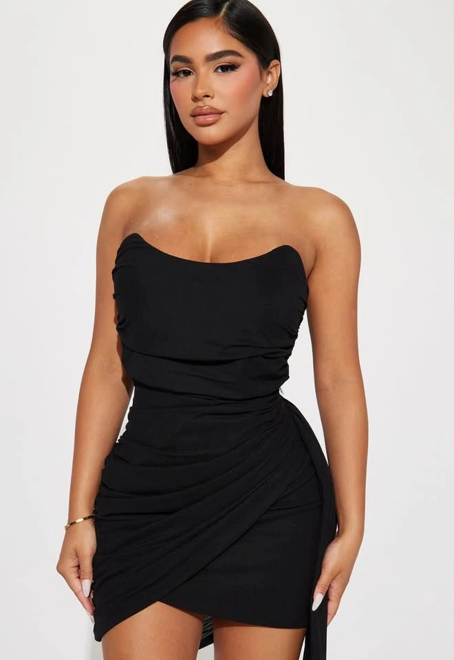 Ruched black mini dress - photo 2