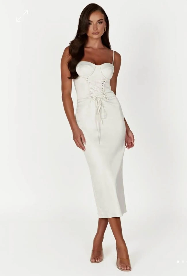 Meshki Camelia Corset Midi Dress - Ivory