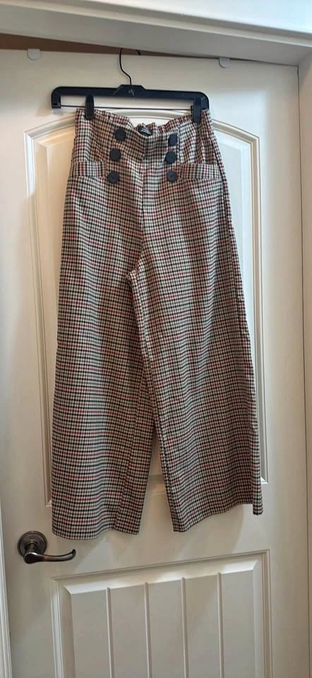 Zara Plaid High Waist Pants