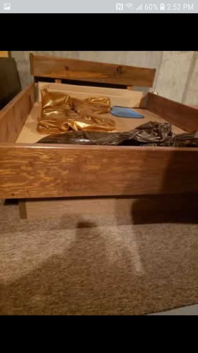 Early 1980s Queen Size Water Bed Solid Wood