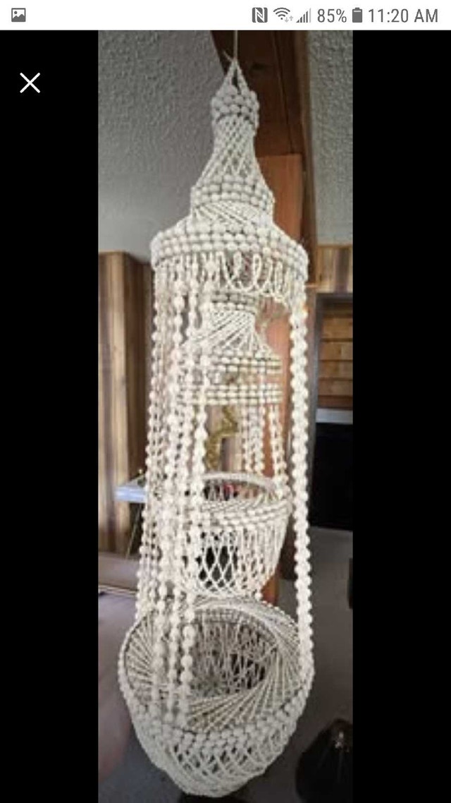 48" Vintage Seashell Hanging Plant Holder Chandelier Decor