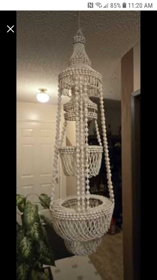 48" Vintage Seashell Hanging Plant Holder Chandelier Decor - photo 2