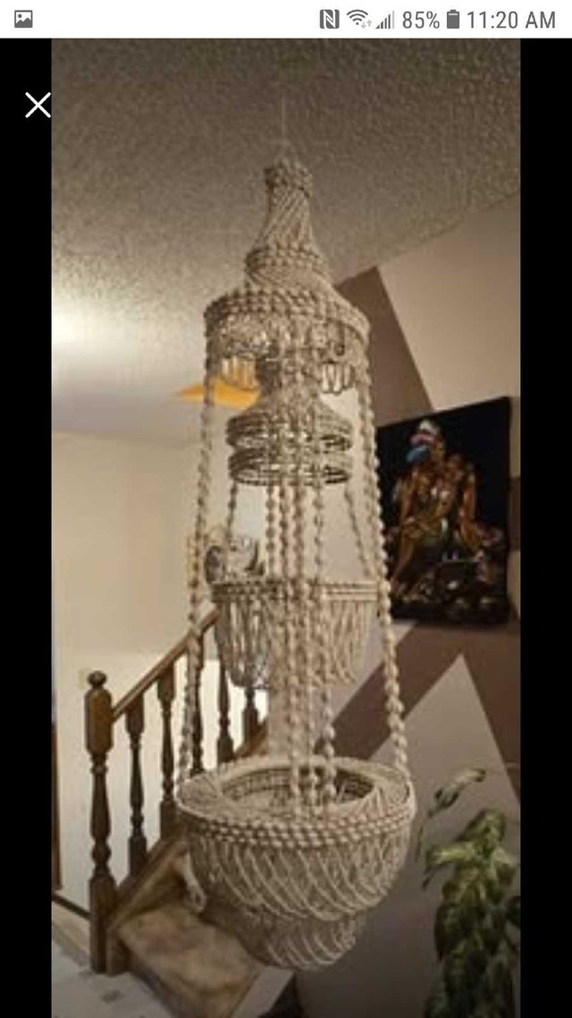 48" Vintage Seashell Hanging Plant Holder Chandelier Decor - photo 3
