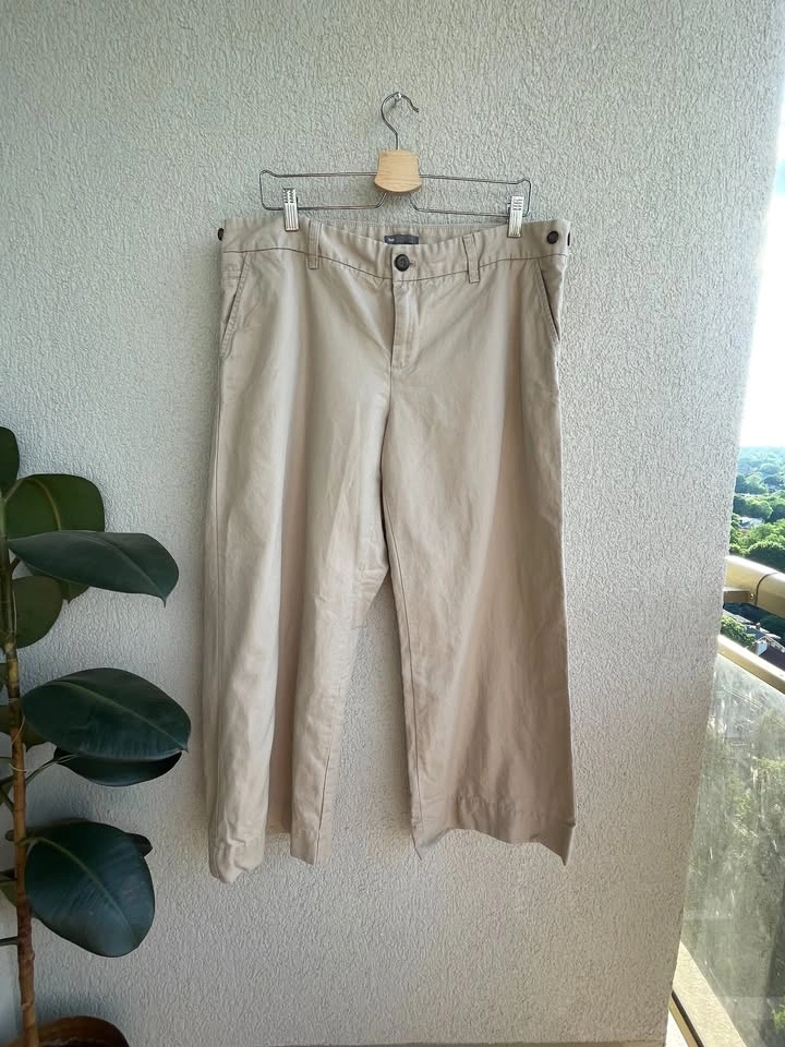 Size 16, Gap Beige Wide Leg Cropped Pants Linen Cotton Blend - photo 2