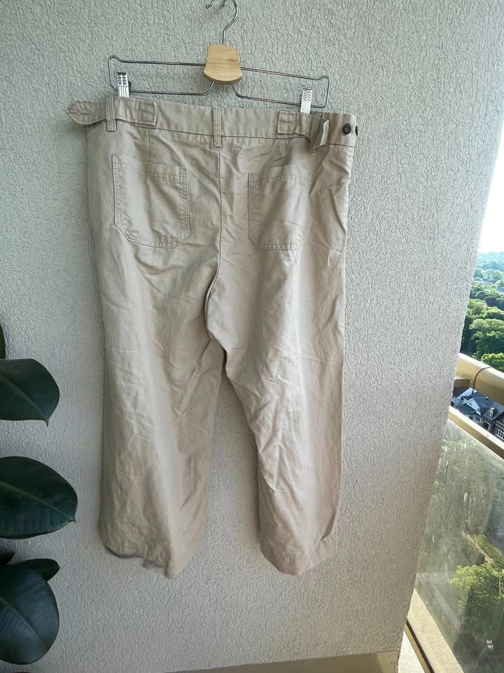 Size 16, Gap Beige Wide Leg Cropped Pants Linen Cotton Blend - photo 5