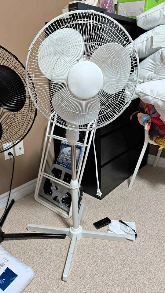 16" White Pedestal Stand Fan – Good Condition