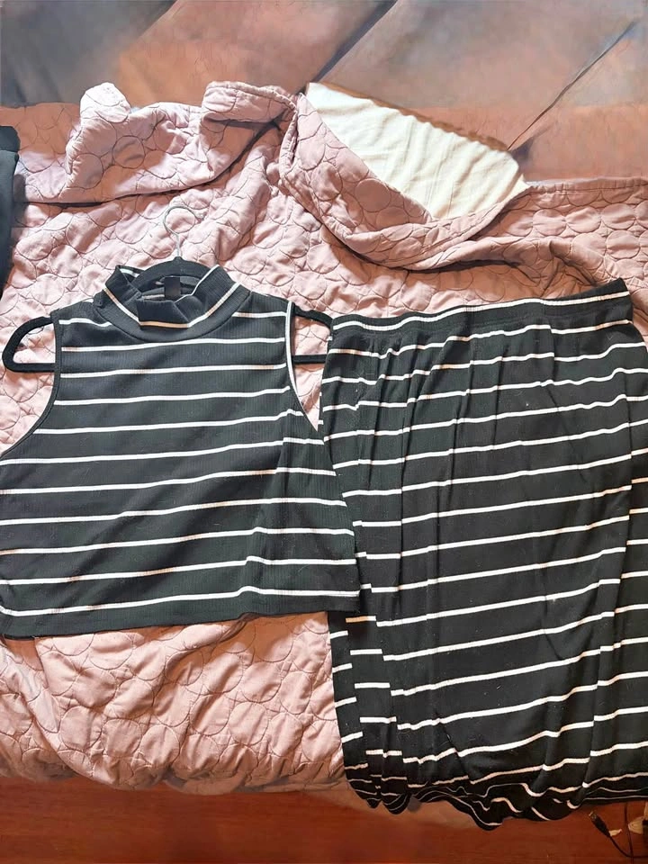Black and White Striped Two-Piece Set 2/3 XL Shein