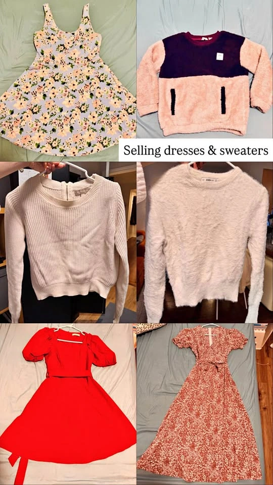 Flower/ Red Dresses + White/ Burgundy Sweaters