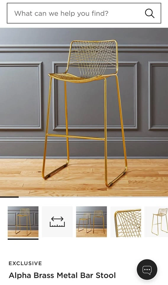 Alpha Brass Metal Bar Stool (1) Gold tone solid seat - photo 2