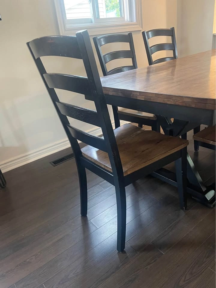 6-Piece Two-Tone Trestle Dining Set with Bench and 4 Chairs - photo 4