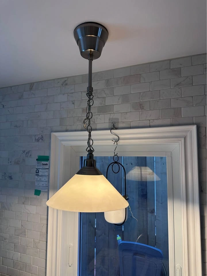 Ceiling pendant with brushed aluminum finish and white glass - photo 2