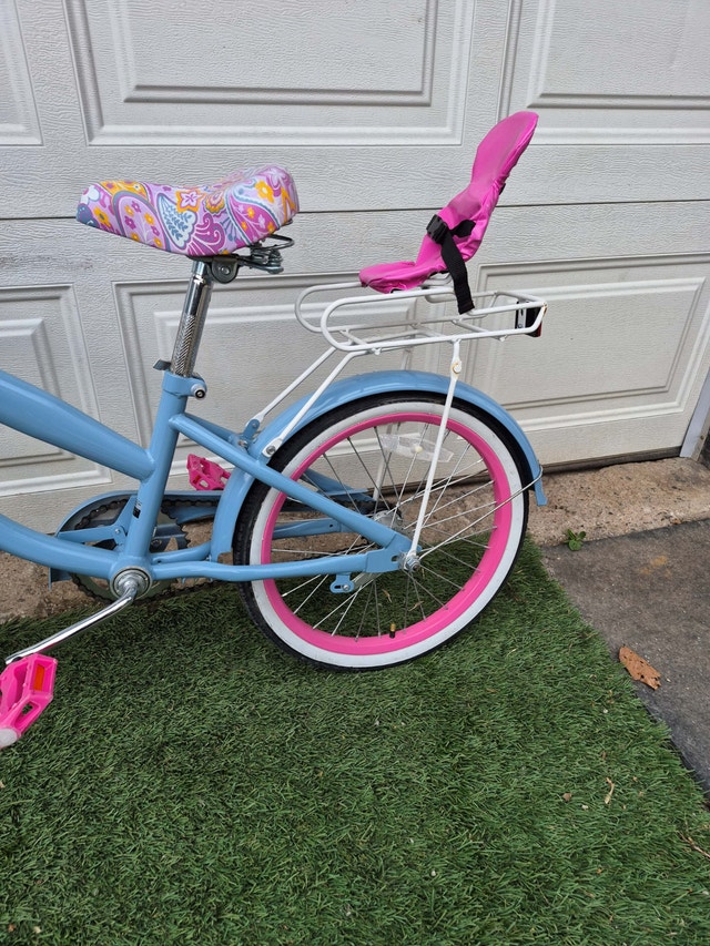 18'' Wheel blue white pink bicycle Basket rear carrier doll hold - photo 3