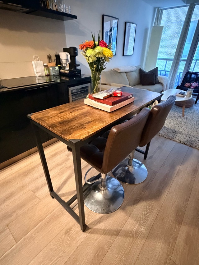 Rustic Industrial Bar Table and 2 bar chairs/stools - photo 2