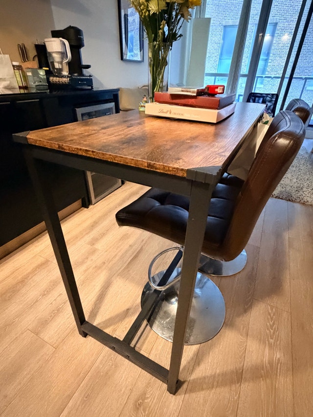 Rustic Industrial Bar Table and 2 bar chairs/stools - photo 3