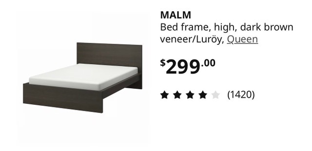 IKEA Malm Double Bed Frame and Mattress