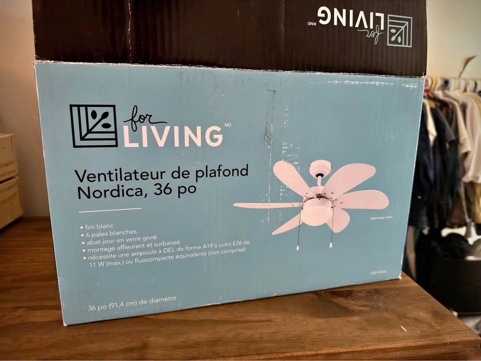 36” White Ceiling Fan