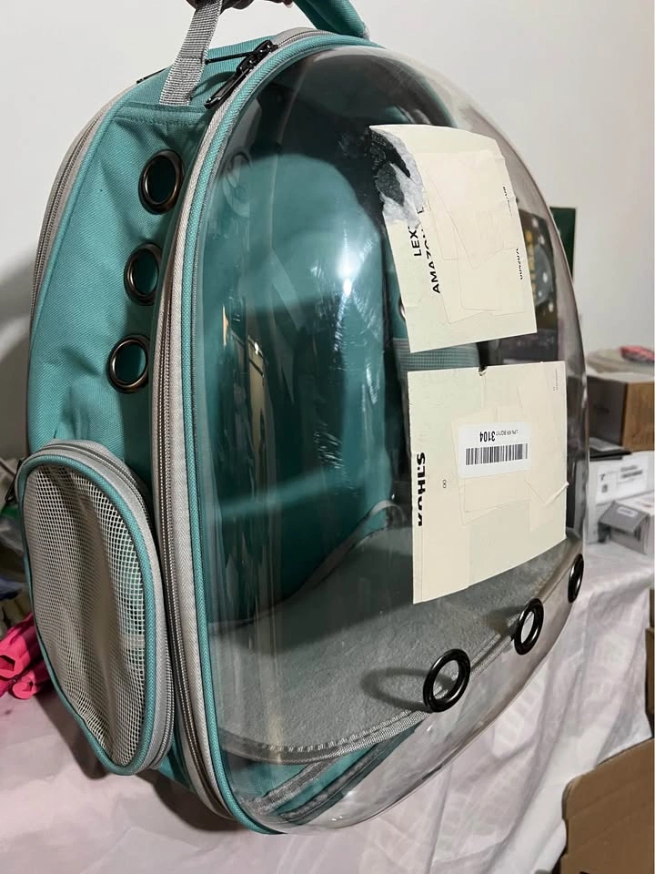 Teal pet carrier backpack clear bubble - photo 3