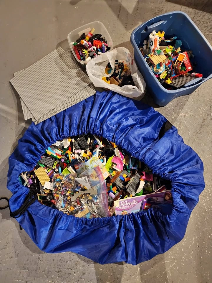 Giant bag and tub of lego
