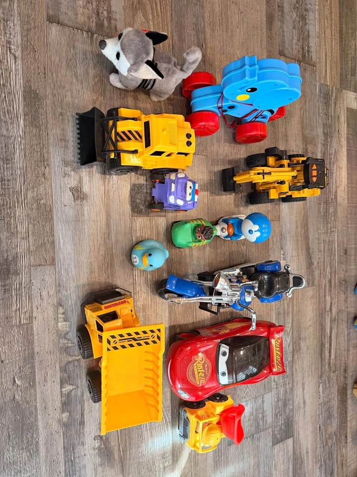 Kids Toy Bundle – Cars, Trucks, Motorcycle & Plush Toy