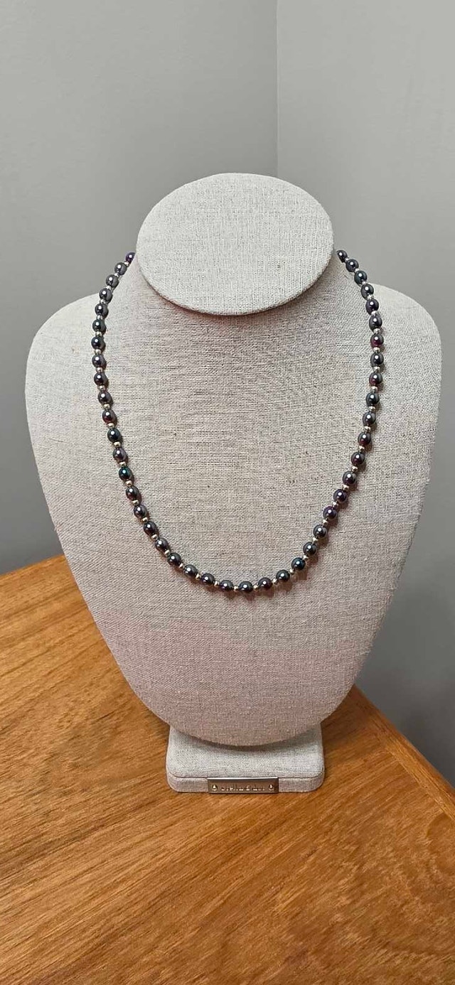 Black Pearl 925 Sterling Silver Necklace