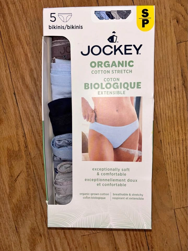 New Jockey Organic Cotton Stretch Bikinis 5-pack Small (S/P)
